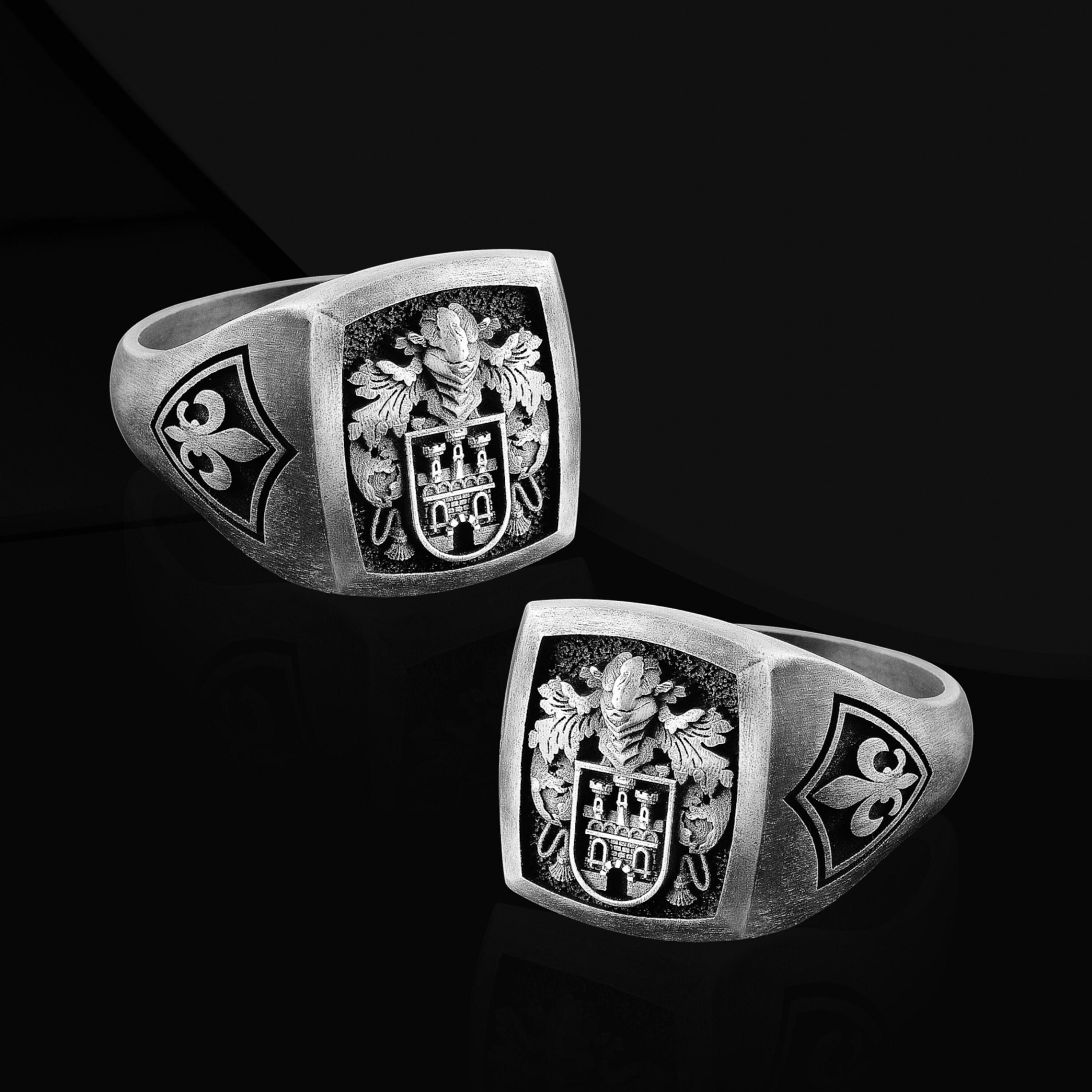 Custom Family Crest Ring Custom Coat of Arms Gonzalez Signet Ring ...